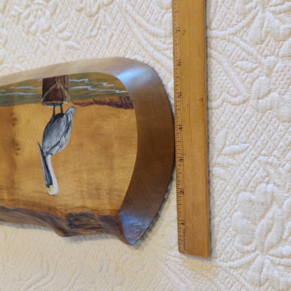 Artist F. Hammock 1985 Painting of Pelican on Pier Piling & Seagulls Flying - Picture 12 of 13